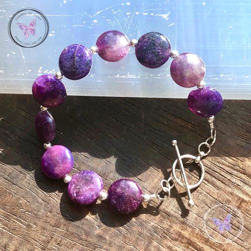 Lepidolite Coin Bracelet with Silver Toggle Clasp